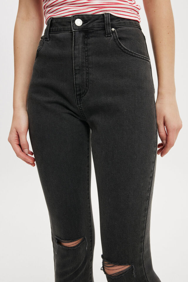 High Rise Cropped Skinny Jean, WASHED BLACK RIP
