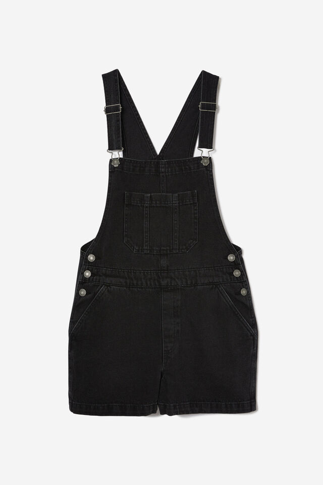 Short Denim Overall, GRAPHITE BLACK