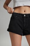 Mid Relaxed Denim Short, WASHED MIDNIGHT BLACK