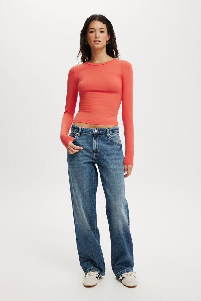 All Day Crew Long Sleeve, CORAL CRUSH