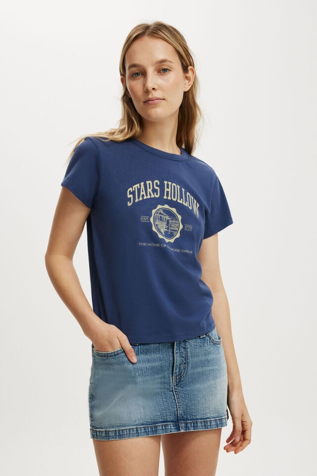 Gilmore Girls Original Graphic Tee, LCN WB GILMORE GIRLS STARS HOLLOW /OXFORD BLU