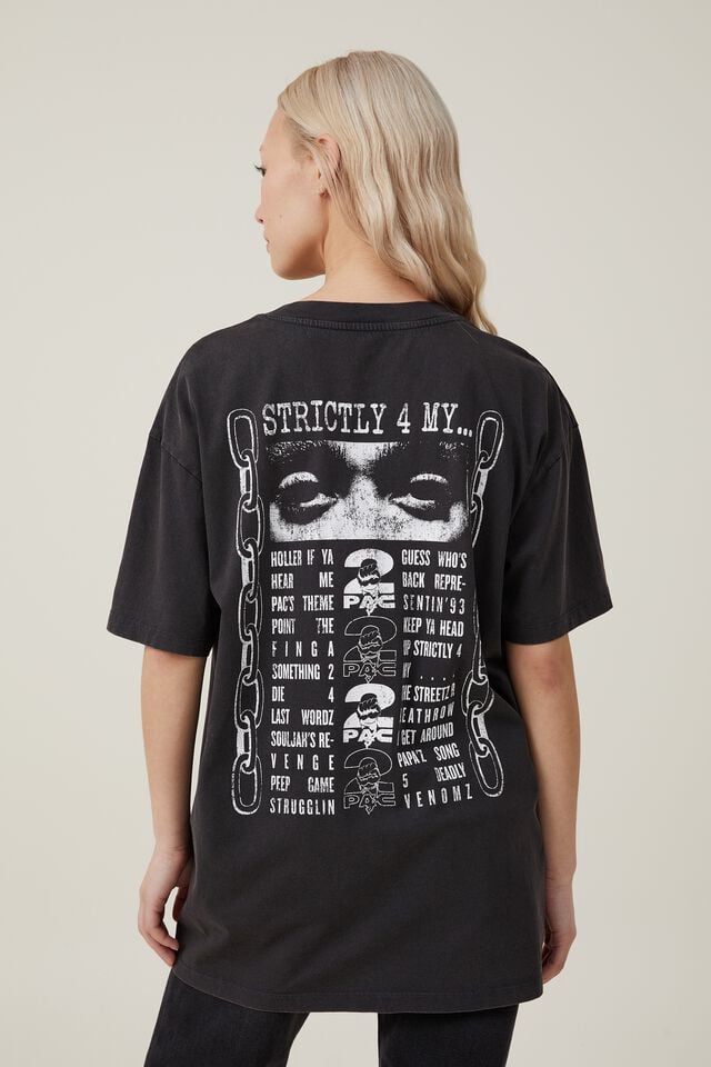 The Oversized Hip Hop Tee, LCN BR TUPAC STRICTLY 4 MY/BLACK