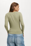 Staple Rib Scoop Neck Long Sleeve Top, ARTICHOKE - alternate image 3