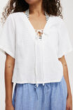 Haven Tie Front Short Sleeve Top, WHITE - alternate image 4
