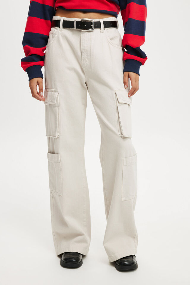 Cargo Wide Leg Jean, SOFT TAUPE