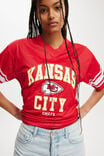 V Neck Lcn Oversized Graphic Tee, LCN NFL KANSAS CITY CHIEFS WHITE/RACING RED - alternate image 4