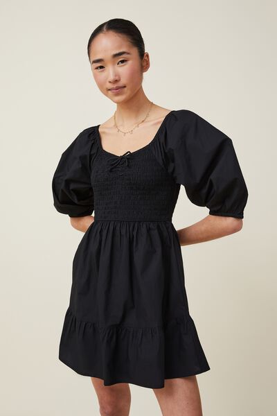 Petite Scarlette Sweetheart Mini Dress, BLACK