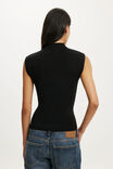 Mock Neck S/Less Fine Knit, BLACK - example image 3