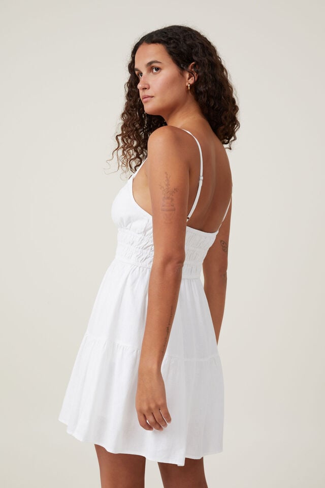 Haven Tiered Mini Dress, WHITE