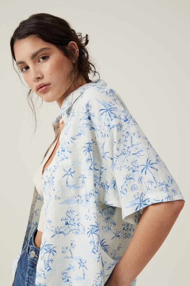 Haven Short Sleeve Shirt, TROPICAL TOILE PACIFIC BLUE