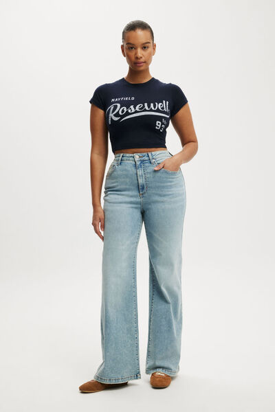 Curvy Stretch Wide Jean, CASSETTE BLUE