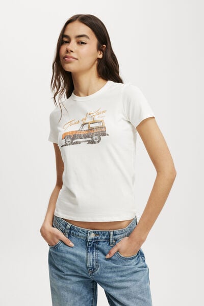 Fitted Lcn Graphic Longline Tee, LCN FORD BRONCO TONS OF FUN/VINTAGE WHITE