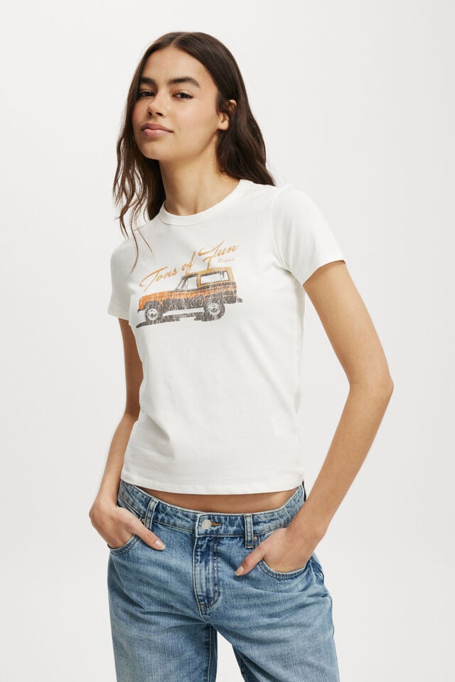 Ford Bronco Fitted Graphic Longline Tee, LCN FORD BRONCO TONS OF FUN/VINTAGE WHITE