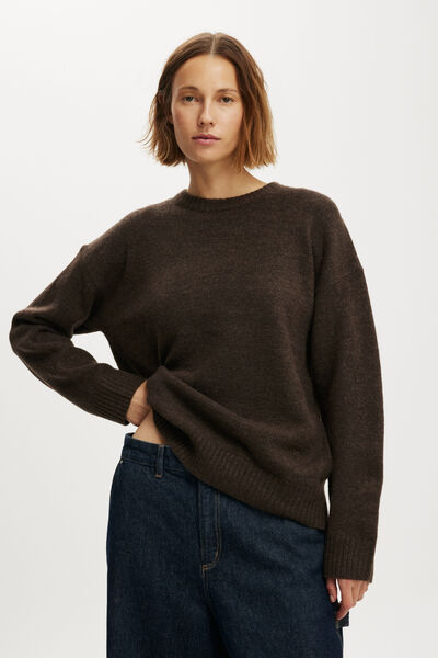 Luxe Crew Sweater, DARK OAK MARLE