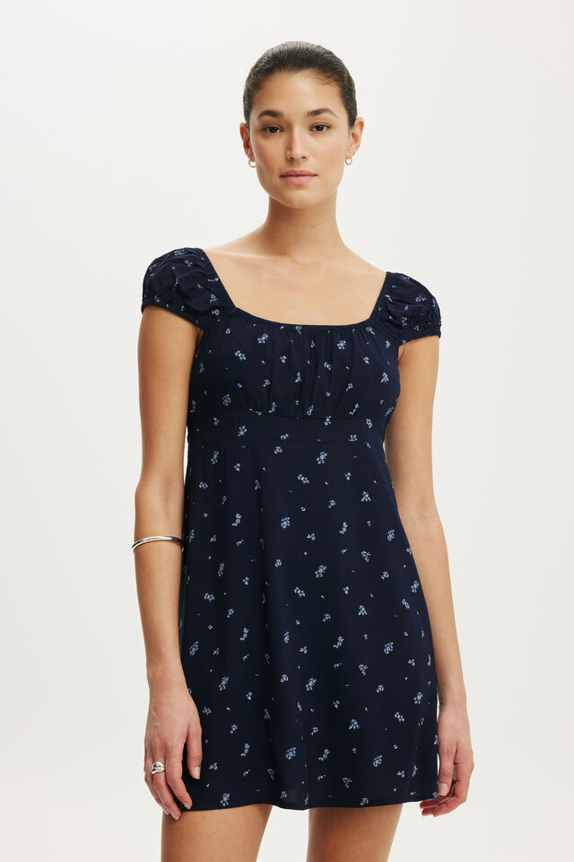 Annie Babydoll Mini Dress, BETTIE DITSY SHADOW NAVY
