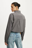 Chloe Funnel Neck Shirt, KYLIE PINSTRIPE GREY - example image 3