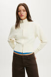 Lotus Cinched Zip Knit, CREME FRAICHE - example image 1