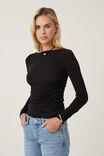 Camiseta - Hazel Boat Neck Long Sleeve Top, BLACK - vista alternativa 1
