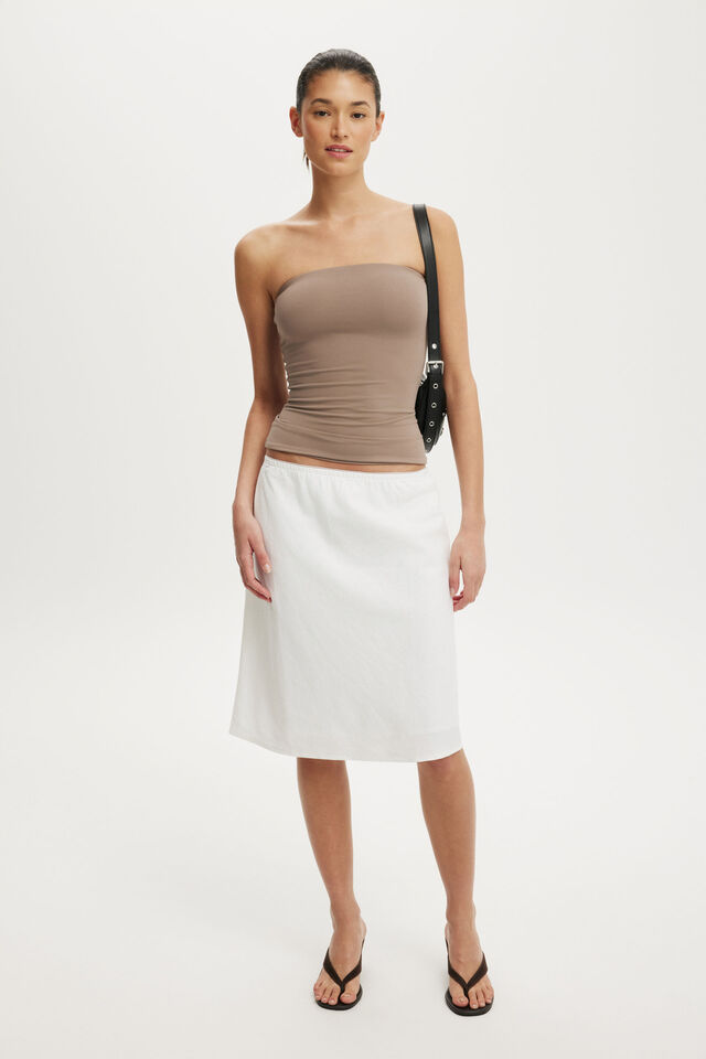 Haven Slip Midi Skirt, WHITE