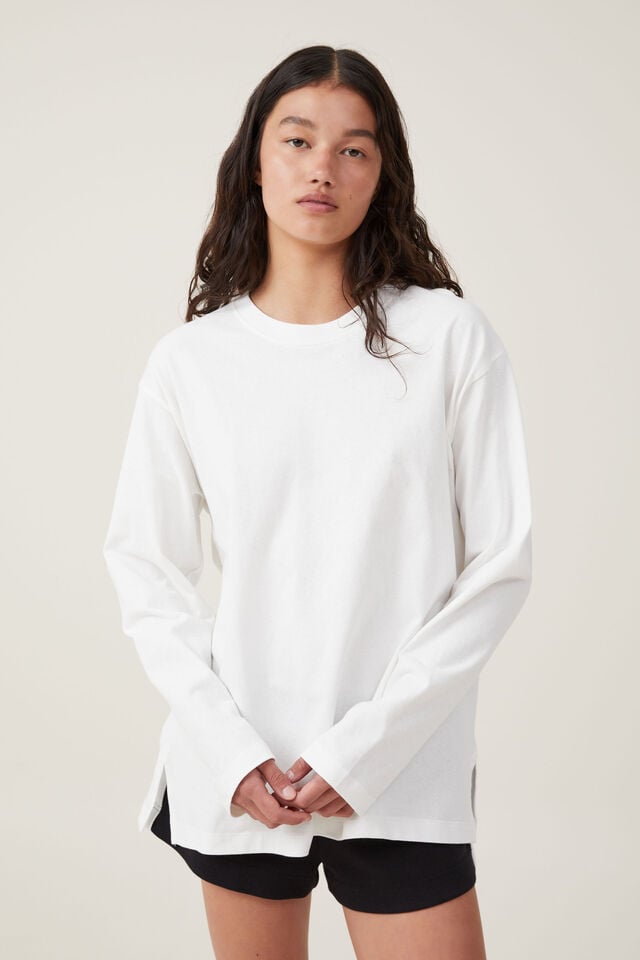 Camiseta - The Boxy Oversized Long Sleeve Top, VINTAGE WHITE