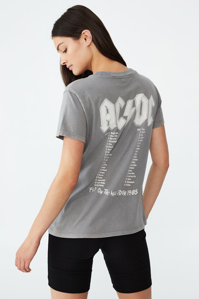 Classic Acdc T Shirt, LCN PER ACDC FLY ON THE WALL/THUNDER GREY