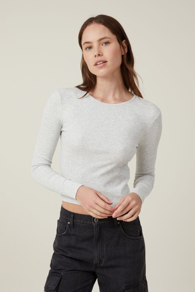 Women's Refined Rib Long Sleeve Twist Back Top made with Organic