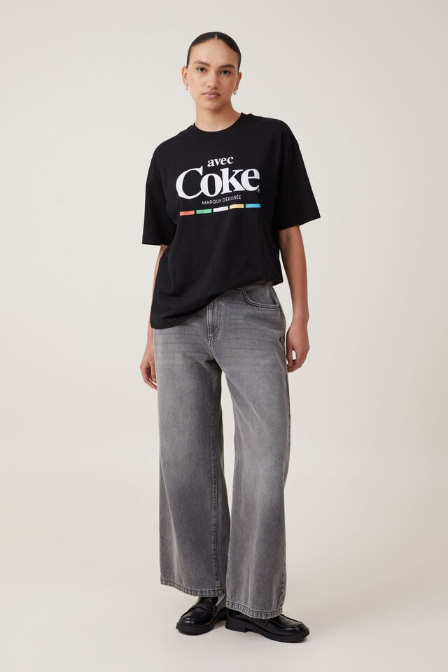 Camiseta - Coca Cola Boxy Graphic Tee, LCN COK COCA COLA COKE / BLACK