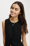 Sienna Linen Cotton Vest, BLACK - alternate image 4