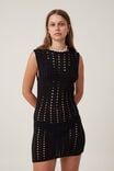 Crochet Mini Dress, BLACK - alternate image 1