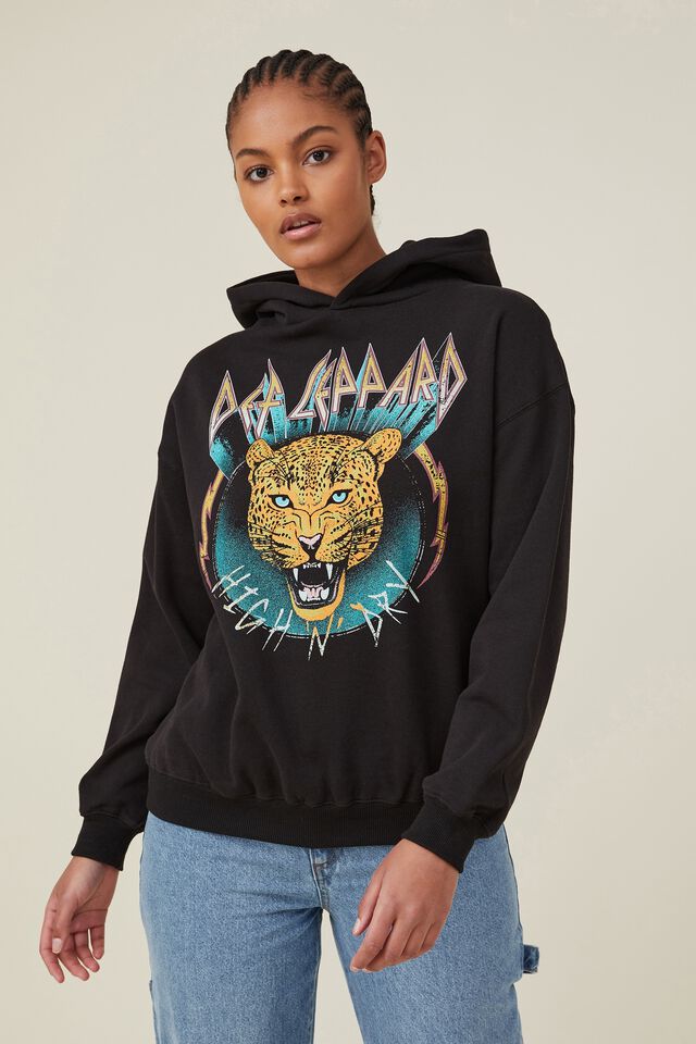 H&M+ Printed Sweatshirt - Pink/Def Leppard - Ladies