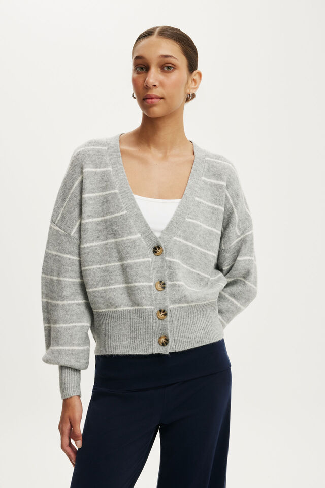Softest Luxe Oversized Cardi, GREY MARLE STRIPE