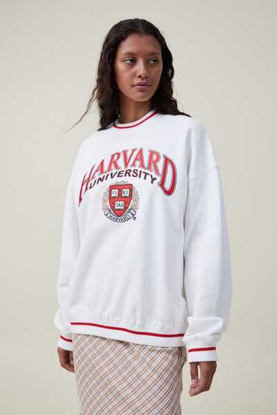 Collegiate Crew Sweatshirt, LCN HAR HARVARD UNIVERSITY/ OFF WHITE