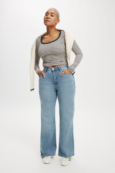 Curvy Stretch Wide Jean, BELLS BLUE