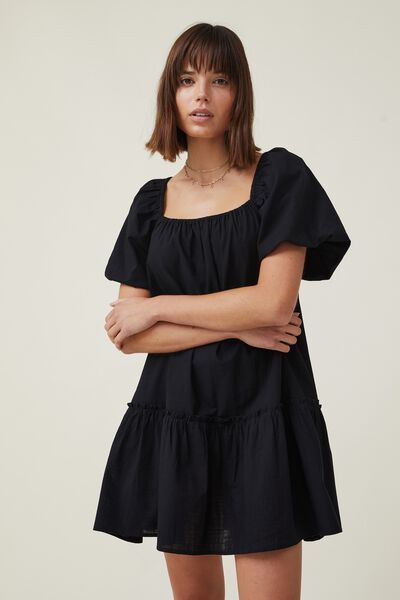Harlow Short Sleeve Mini Dress, BLACK