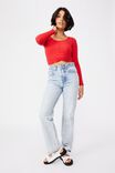 A Tilly Twist Front Long Sleeve Top, LUCKY RED
