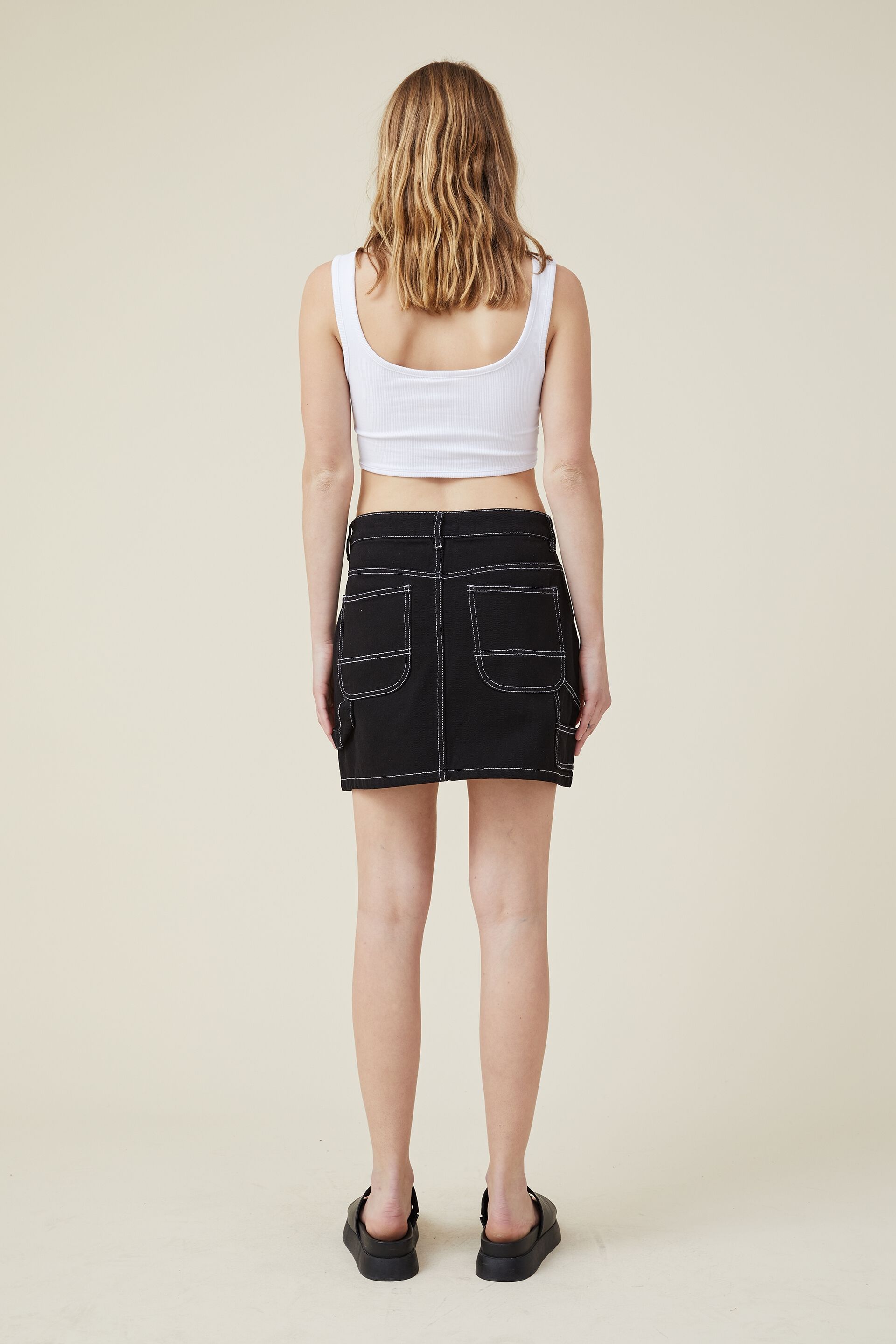 Cargo Denim Low Rise Mini Skirt