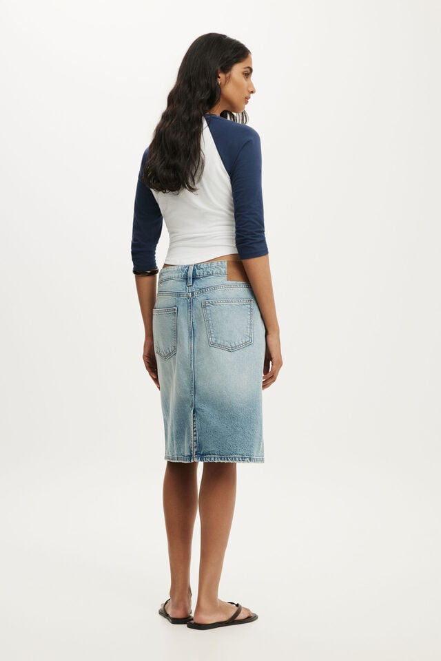Midi Denim Skirt, PALMSIDE BLUE