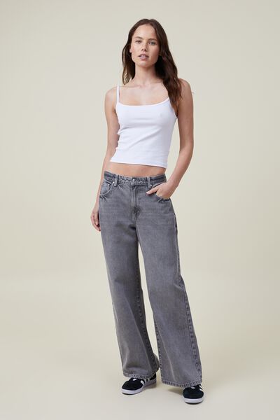 Relaxed Wide Leg Jean, ASH GREY