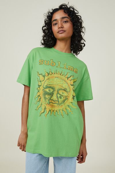 Boyfriend Fit Graphic License Tee, LCN MT SUBLIME SUN/SPRIGHTLY GREEN
