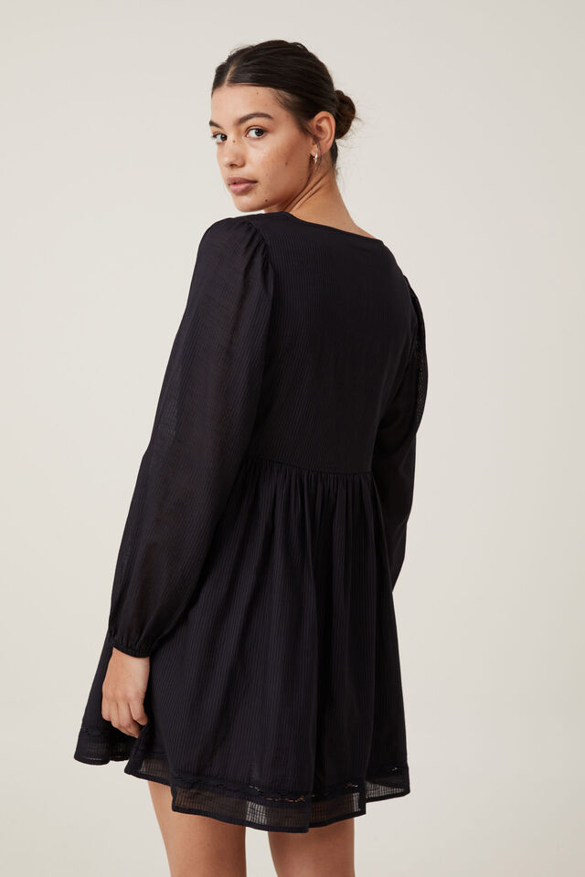 Quincy Long Sleeve Mini Dress, BLACK