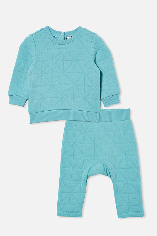 Quilted Sweater and Trackpant Bundle, Blue Ice