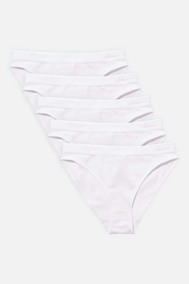 Multipack 5pk Seamfree High Cut Cheeky Bikini Brief, White