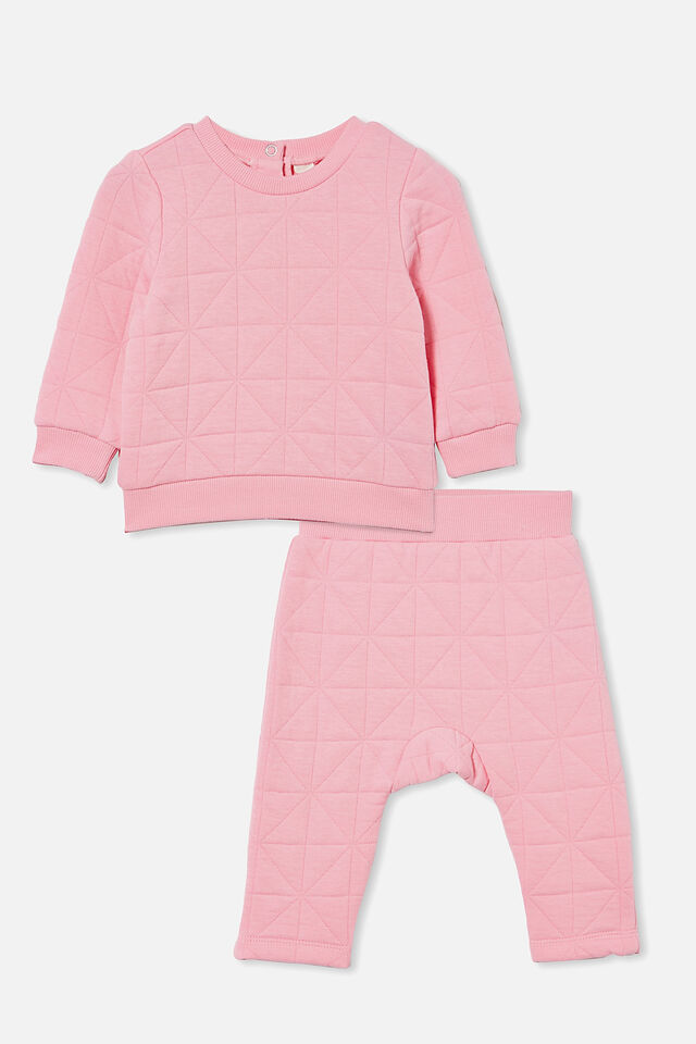 Quilted Sweater and Trackpant Bundle, Cali Pink