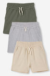 3 Pack Henry Slouch Short 80/20, Grey Marle/Rainy Day/Swag Green - alternate image 1