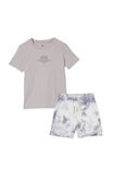 Boys Henry Short and Tee Bundle, Steel/Never Mind the Chaos - alternate image 1