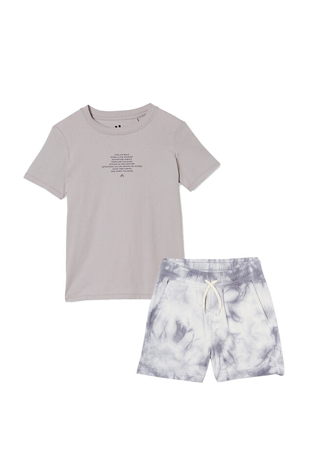Boys Henry Short and Tee Bundle, Steel/Never Mind the Chaos