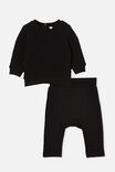 Quilted Sweater and Trackpant Bundle, Black - alternate image 1