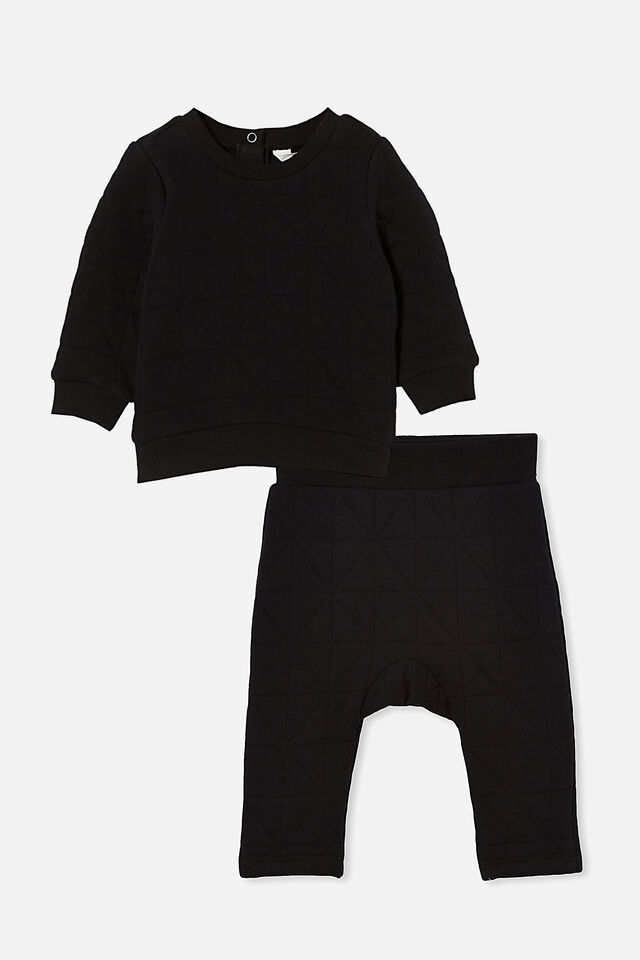 Quilted Sweater and Trackpant Bundle, Black