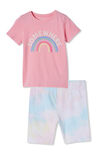 Girls Bike Short and Tee Bundle, Rainbow Tie Dye - alternate image 1