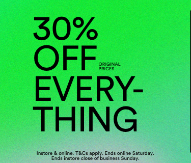 Online Preview. 30% off Everything. Terms apply. Ends midnight Wednesday. Click to Women.